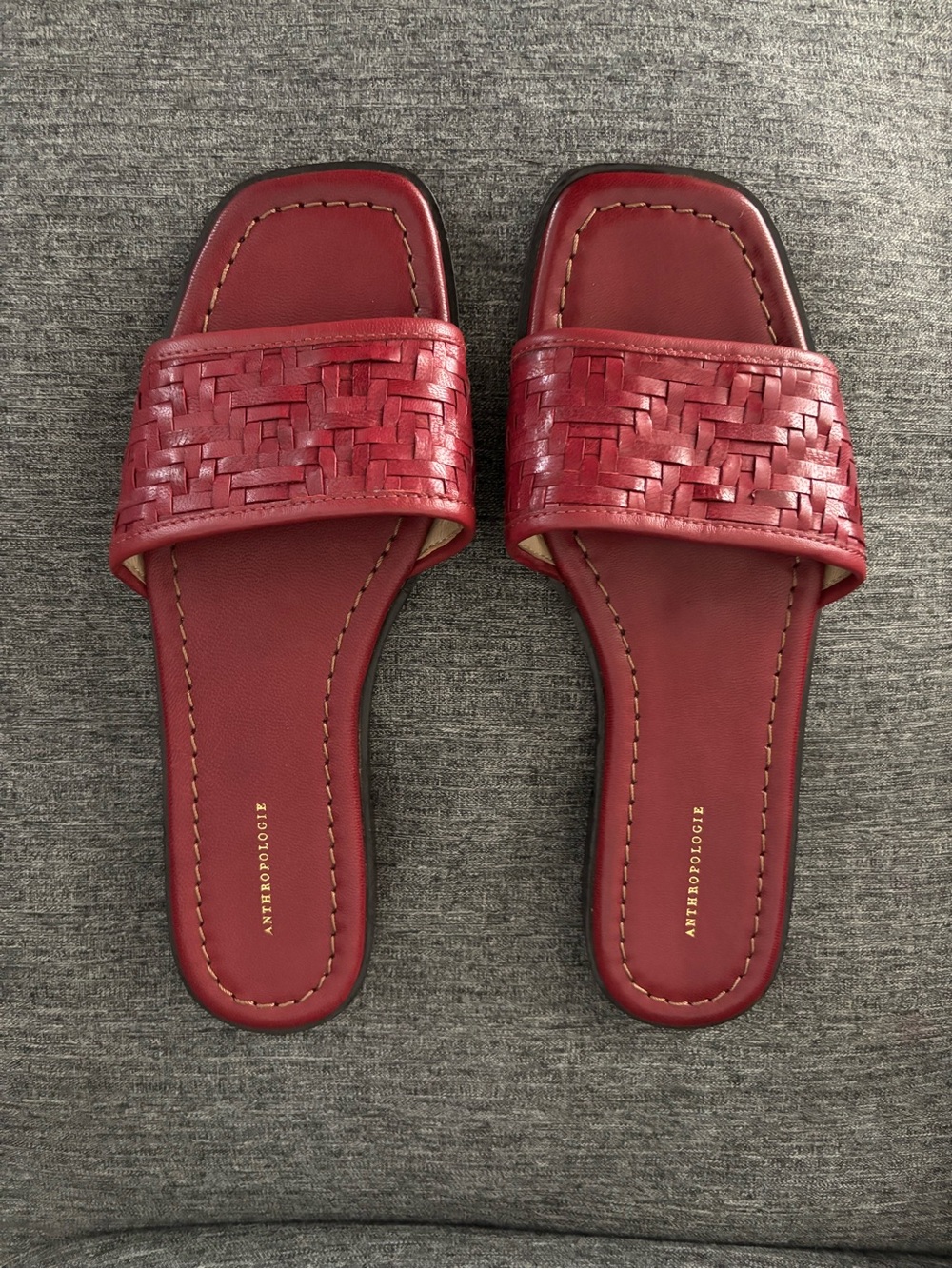 Anthropologie Crimson Woven Slide Sandals